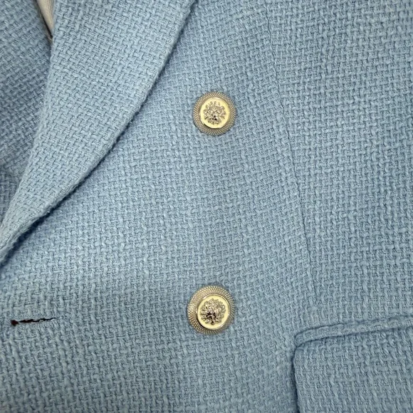 Zara Women's Light Blue Double-Breasted Blazer - Picture 3 of 4